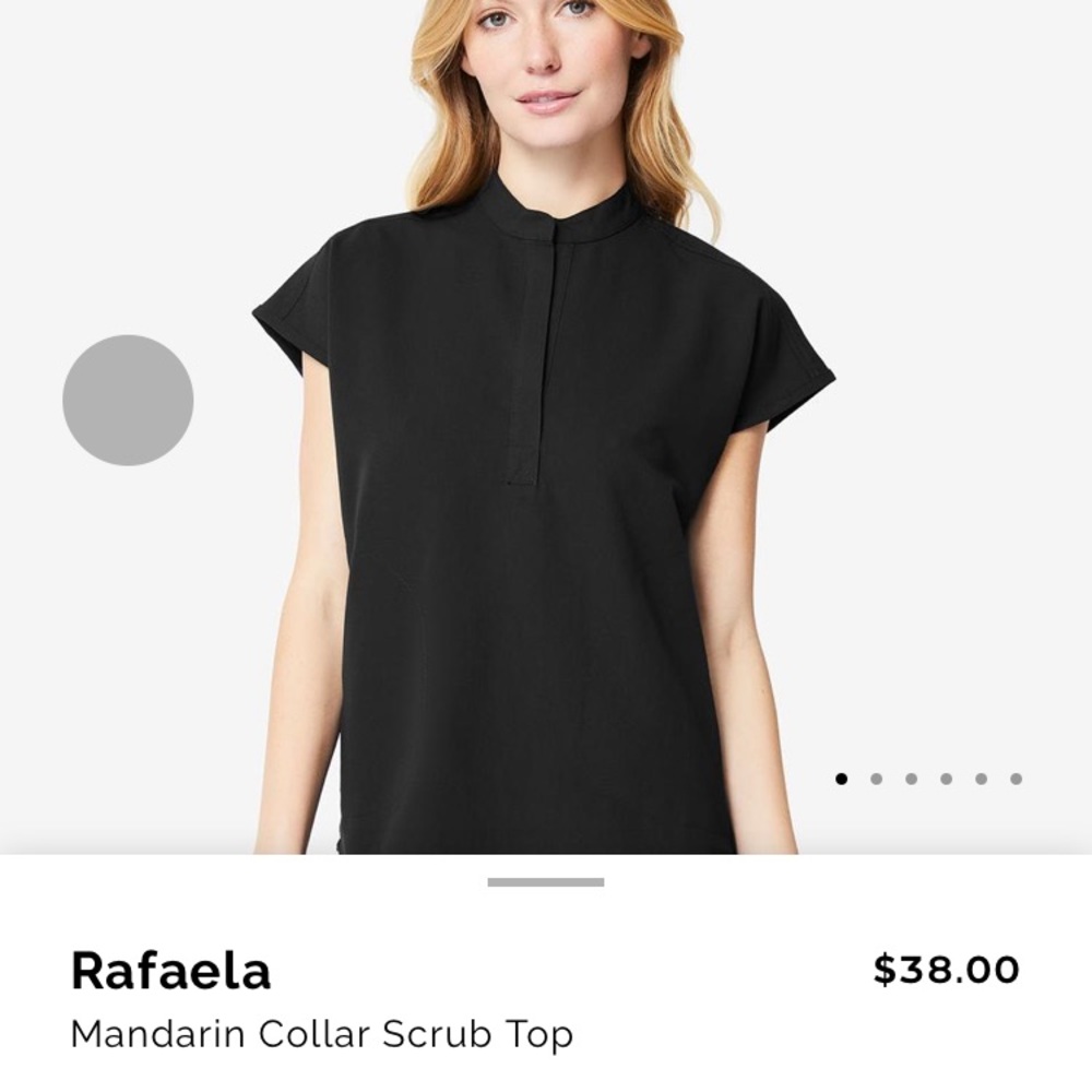 Figs Rafaela mandarin collar small black scrub top
